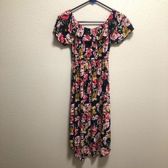 Young USA Girls High low Floral Off the Shoulder dress size small - Picture 4 of 4